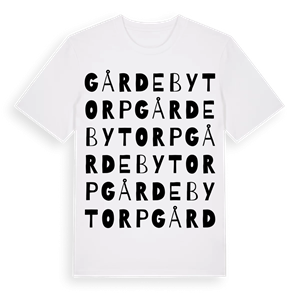 Gårdebytorp ordlek t-shirt – ekologisk bomull t-shirt från Pinshirt