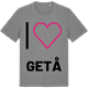 Mid Heather Gray t-shirt med Jag älskar Getå t-shirt stort tryck