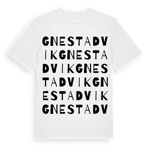 Gnestadvik ordlek t-shirt – ekologisk bomull t-shirt från Pinshirt