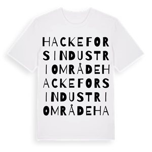 Hackefors industriområde ordlek t-shirt – ekologisk bomull t-shirt från Pinshirt