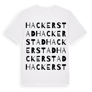 Hackerstad ordlek t-shirt – ekologisk bomull t-shirt från Pinshirt