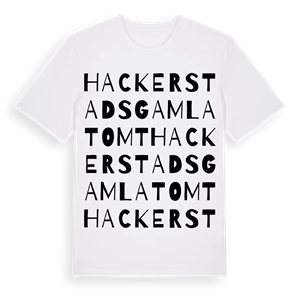 Hackerstads gamla tomt ordlek t-shirt – ekologisk bomull t-shirt från Pinshirt