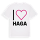 White t-shirt med Jag älskar Haga t-shirt stort tryck