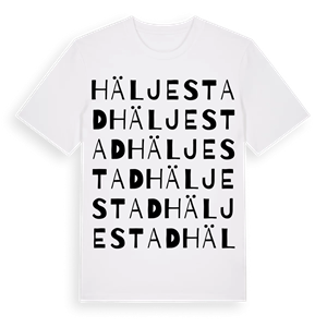 Häljestad ordlek t-shirt – ekologisk bomull t-shirt från Pinshirt