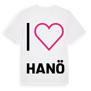 Jag älskar Hanö t-shirt stort tryck – ekologisk bomull t-shirt från Pinshirt