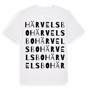 Härvelsbo ordlek t-shirt – ekologisk bomull t-shirt från Pinshirt