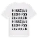 White t-shirt med Hässelkullen ordlek t-shirt