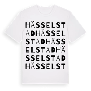 Hässelstad ordlek t-shirt – ekologisk bomull t-shirt från Pinshirt