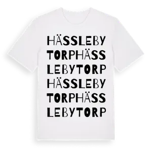 Hässlebytorp ordlek t-shirt – ekologisk bomull t-shirt från Pinshirt