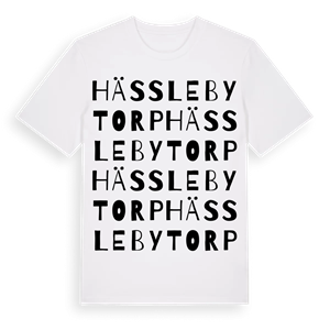 Hässlebytorp ordlek t-shirt – ekologisk bomull t-shirt från Pinshirt