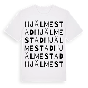 Hjälmestad ordlek t-shirt – ekologisk bomull t-shirt från Pinshirt