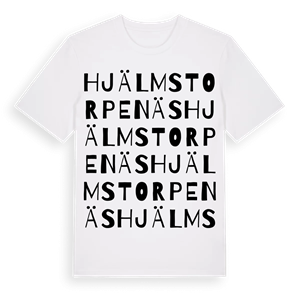 Hjälmstorpe näs ordlek t-shirt – ekologisk bomull t-shirt från Pinshirt