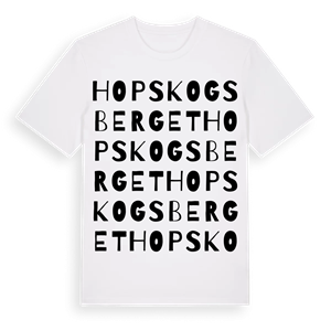 Hopskogsberget ordlek t-shirt – ekologisk bomull t-shirt från Pinshirt