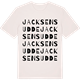 Vintage White t-shirt med Jacksens udde ordlek t-shirt