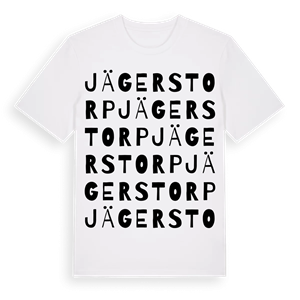 Jägerstorp ordlek t-shirt – ekologisk bomull t-shirt från Pinshirt