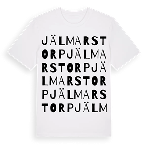 Jälmarstorp ordlek t-shirt – ekologisk bomull t-shirt från Pinshirt