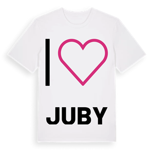 Jag älskar Juby t-shirt stort tryck – ekologisk bomull t-shirt från Pinshirt