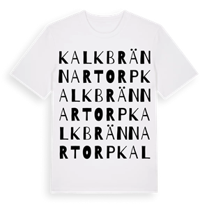 Kalkbrännartorp ordlek t-shirt – ekologisk bomull t-shirt från Pinshirt