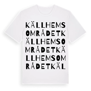 Källhemsområdet ordlek t-shirt – ekologisk bomull t-shirt från Pinshirt