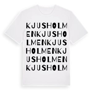 Kjusholmen ordlek t-shirt – ekologisk bomull t-shirt från Pinshirt