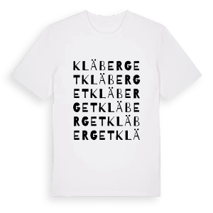 Kläberget ordlek t-shirt – ekologisk bomull t-shirt från Pinshirt