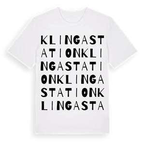Klinga station ordlek t-shirt – ekologisk bomull t-shirt från Pinshirt