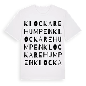 Klockarehumpen ordlek t-shirt – ekologisk bomull t-shirt från Pinshirt