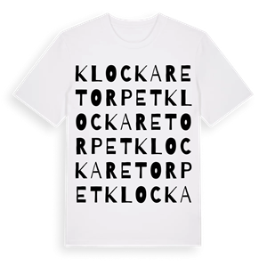 Klockaretorpet ordlek t-shirt – ekologisk bomull t-shirt från Pinshirt