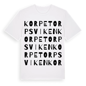 Korpetorpsviken ordlek t-shirt – ekologisk bomull t-shirt från Pinshirt