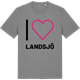 Mid Heather Gray t-shirt med Jag älskar Landsjö t-shirt stort tryck