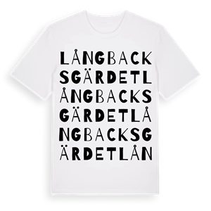 Långbacksgärdet ordlek t-shirt – ekologisk bomull t-shirt från Pinshirt
