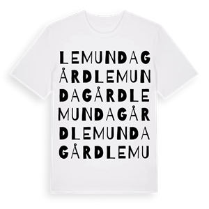 Lemunda gård ordlek t-shirt – ekologisk bomull t-shirt från Pinshirt