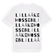 White t-shirt med Lilla Åkemossen ordlek t-shirt