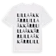 White t-shirt med Lilla Åkkärr ordlek t-shirt