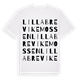 White t-shirt med Lilla Brevikemossen ordlek t-shirt