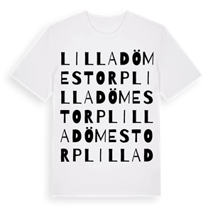 Lilla Dömestorp ordlek t-shirt – ekologisk bomull t-shirt från Pinshirt