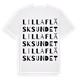White t-shirt med Lilla Fläsksundet ordlek t-shirt
