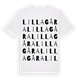 White t-shirt med Lilla Gåra ordlek t-shirt