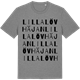 Mid Heather Gray t-shirt med Lilla Lövhäjan ordlek t-shirt