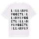 White t-shirt med Lilla Nybygget ordlek t-shirt