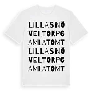 Lilla Snöveltorp gamla tomt ordlek t-shirt – ekologisk bomull t-shirt från Pinshirt
