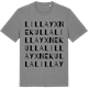 Mid Heather Gray t-shirt med Lilla Yxnekulla ordlek t-shirt