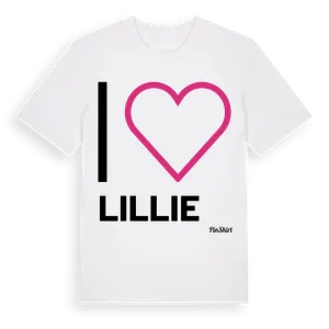Jag älskar Lillie t-shirt stort tryck – ekologisk bomull t-shirt från Pinshirt