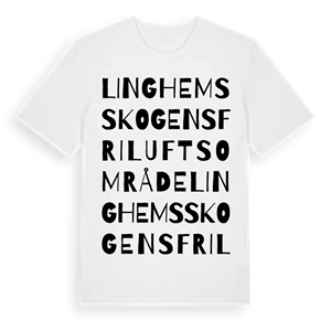 Linghemsskogens friluftsområde ordlek t-shirt – ekologisk bomull t-shirt från Pinshirt