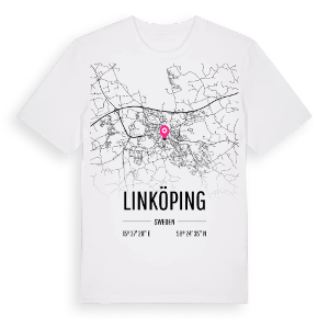 Linköping karta t-shirt – ekologisk bomull t-shirt från Pinshirt
