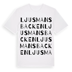 Ljusmansbacken ordlek t-shirt – ekologisk bomull t-shirt från Pinshirt