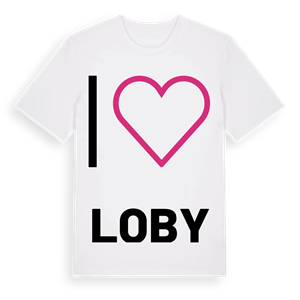 Jag älskar Loby t-shirt stort tryck – ekologisk bomull t-shirt från Pinshirt