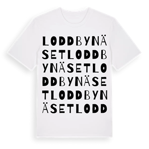 Loddbynäset ordlek t-shirt – ekologisk bomull t-shirt från Pinshirt