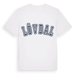 Lövdal college t-shirt – ekologisk bomull t-shirt från Pinshirt