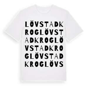 Lövstad krog ordlek t-shirt – ekologisk bomull t-shirt från Pinshirt